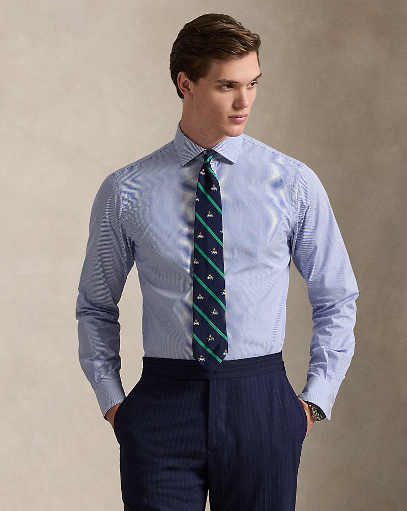 Custom Fit Striped Poplin Shirt Carolina Blue/White