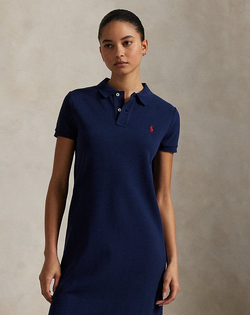 Cotton Mesh Polo Dress Newport Navy